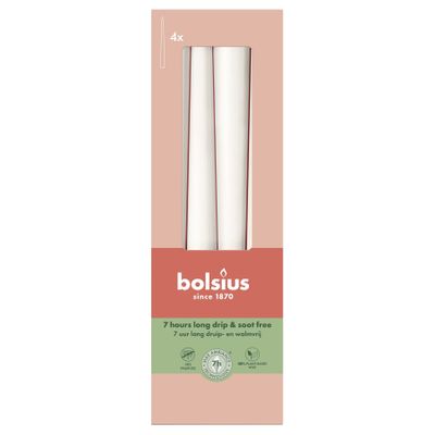 Bolsius Essentials Tapered Candles - 245 x 24mm Box 4 - Cloudy White