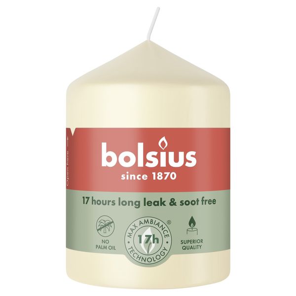 Bolsius Essentials Pillar Candle - 80 x 58mm - Soft Pearl