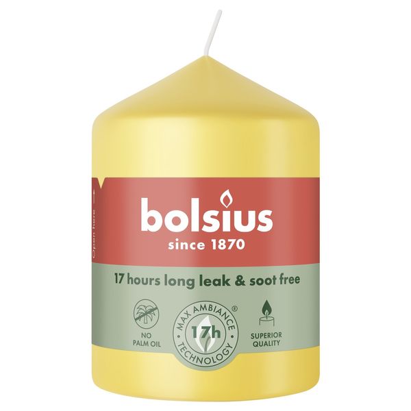 Bolsius Essentials Pillar Candle - 80 x 58mm - Sunny Yellow