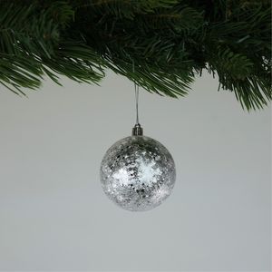 Crackle Silver Baubles (8cm) (6 Pieces)