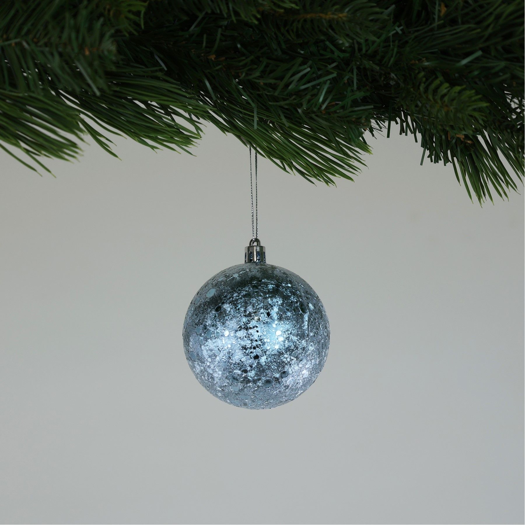 Crackle Blue Baubles (8cm) (6 Pieces)