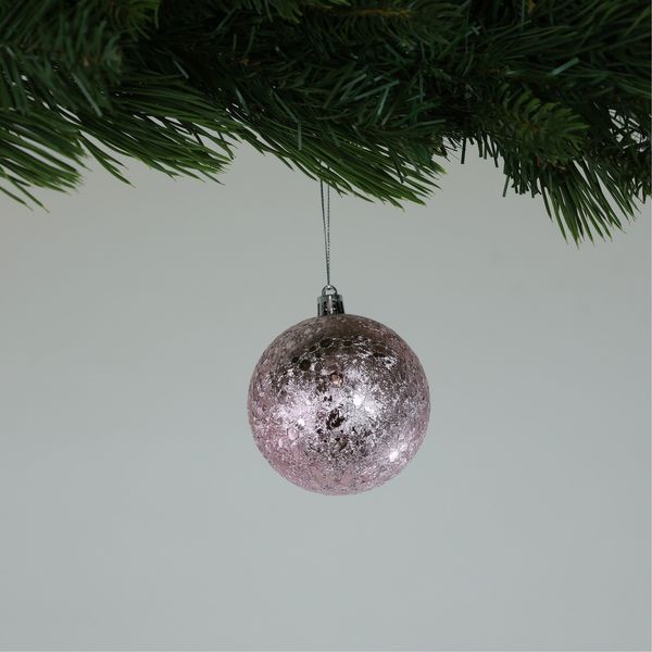 Crackle Pink Baubles (8cm) (6 Pieces)