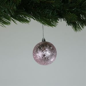 Crackle Pink Baubles (8cm) (6 Pieces)