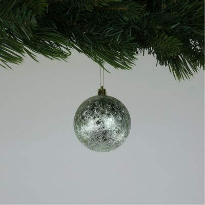 Crackle Green Baubles (8cm) (6 Pieces)