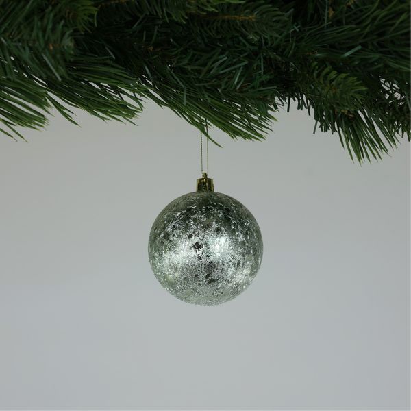 Crackle Green Baubles (8cm) (6 Pieces)