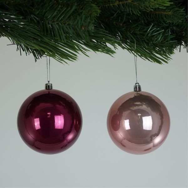 Pearlised Pink Baubles (10cm) (4 Pieces)
