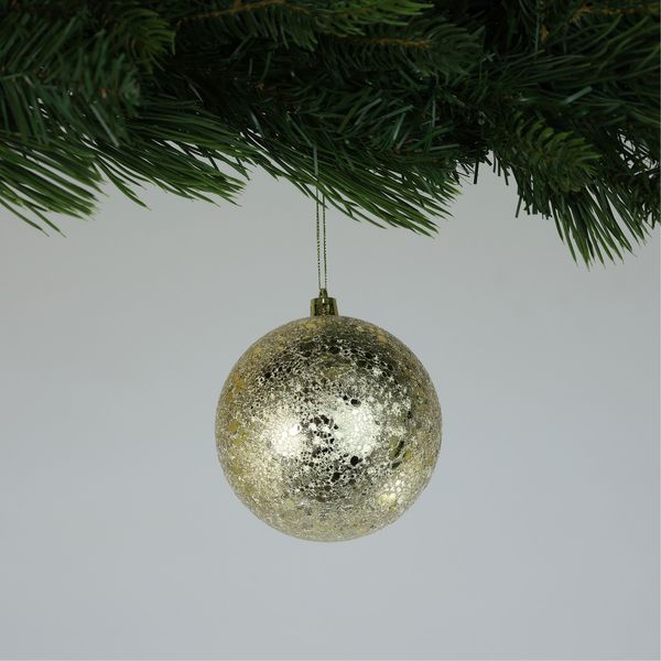 Crackle Gold Baubles (10cm) (4 Pieces)