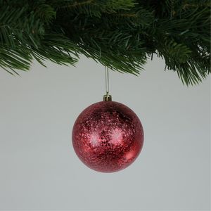 Crackle Red Baubles (10cm) (4 Pieces)