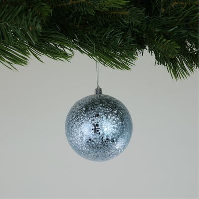 Crackle Blue Baubles (10cm) (4 Pieces)