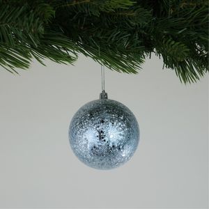 Crackle Blue Baubles (10cm) (4 Pieces)