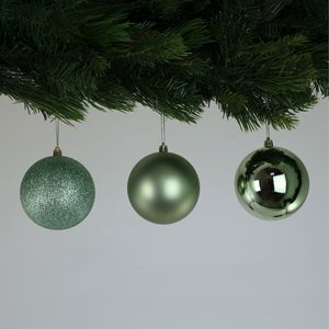 Sage Green 8cm Plastic Ball in Box (matt, shiny, glitter) x 48