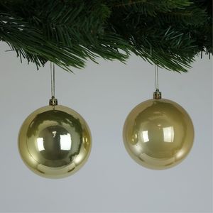 Pearlised Cream / Gold Baubles (10cm) (4 Pieces)