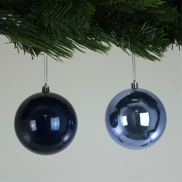 Pearlised Blue Baubles (10cm) (4 Pieces)