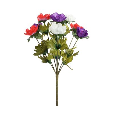 Essential Anemone Bunch Purple/Red/ Cream- 9 Heads