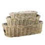 Set of 3 -Oval Tapered  Rattan Baskets with Liner - S/M/L 
