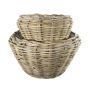 Set of 2 -Round Tapered Rattan Baskets -Dia 40cm x H30cm & Dia31.5 x H23cm