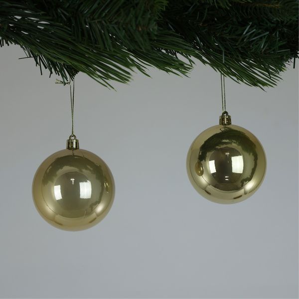 Pearlised Cream / Gold Baubles (8cm) (6 Pieces)
