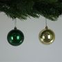 Pearlised Green / Gold Baubles (8cm) (6 Pieces)