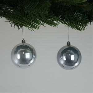 Pearlised Silver Baubles (8cm) (6 Pieces)
