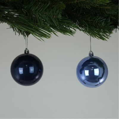 Pearlised Blue Baubles (8cm) (6 Pieces)