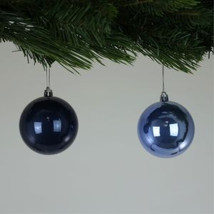 Pearlised Blue Baubles (8cm) (6 Pieces)