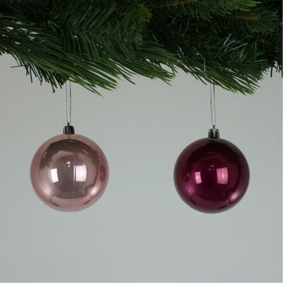Pearlised Pink Baubles (8cm) (6 Pieces)