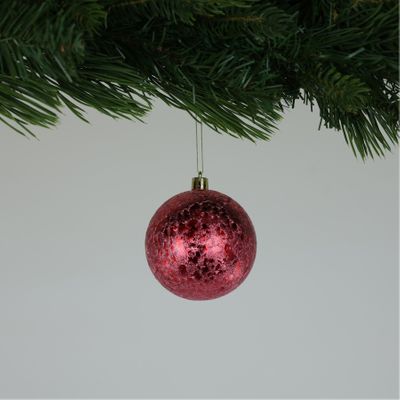 Crackle Red Baubles (8cm) (6 Pieces)