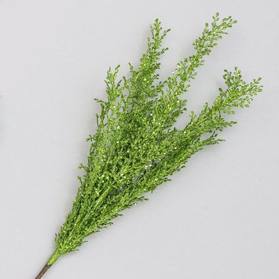60cm Glitter Mini Leaf Bush Green