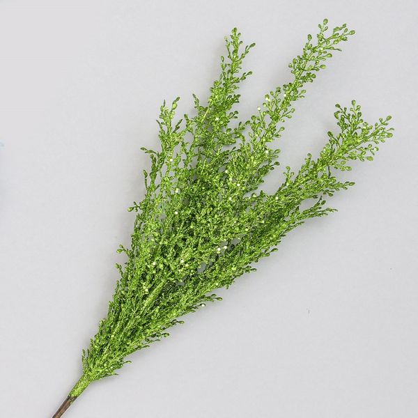 60cm Glitter Mini Leaf Bush Green