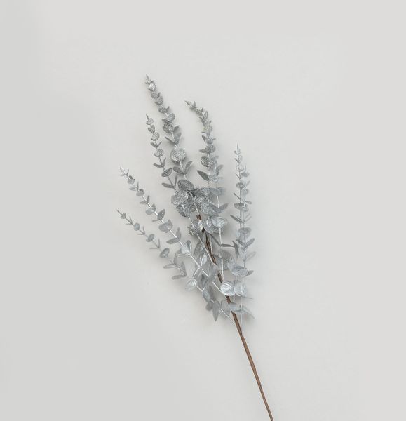 76cm Glitter Eucalyptus Spray Silv