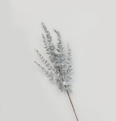 76cm Glitter Eucalyptus Spray Silv