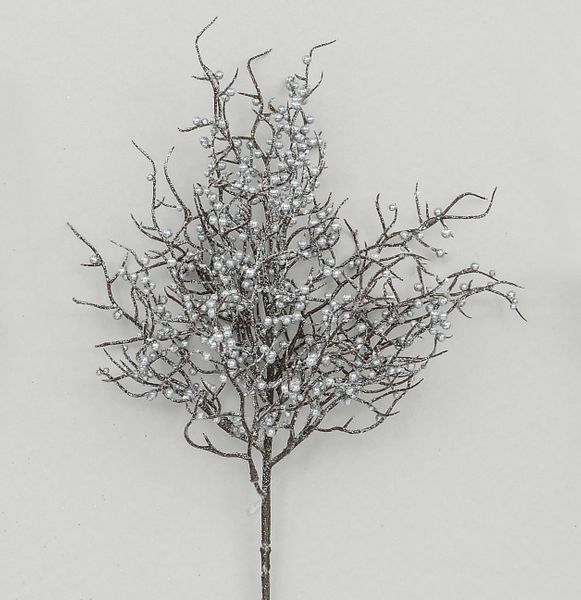 56cm Glitter Berry Spray Silver