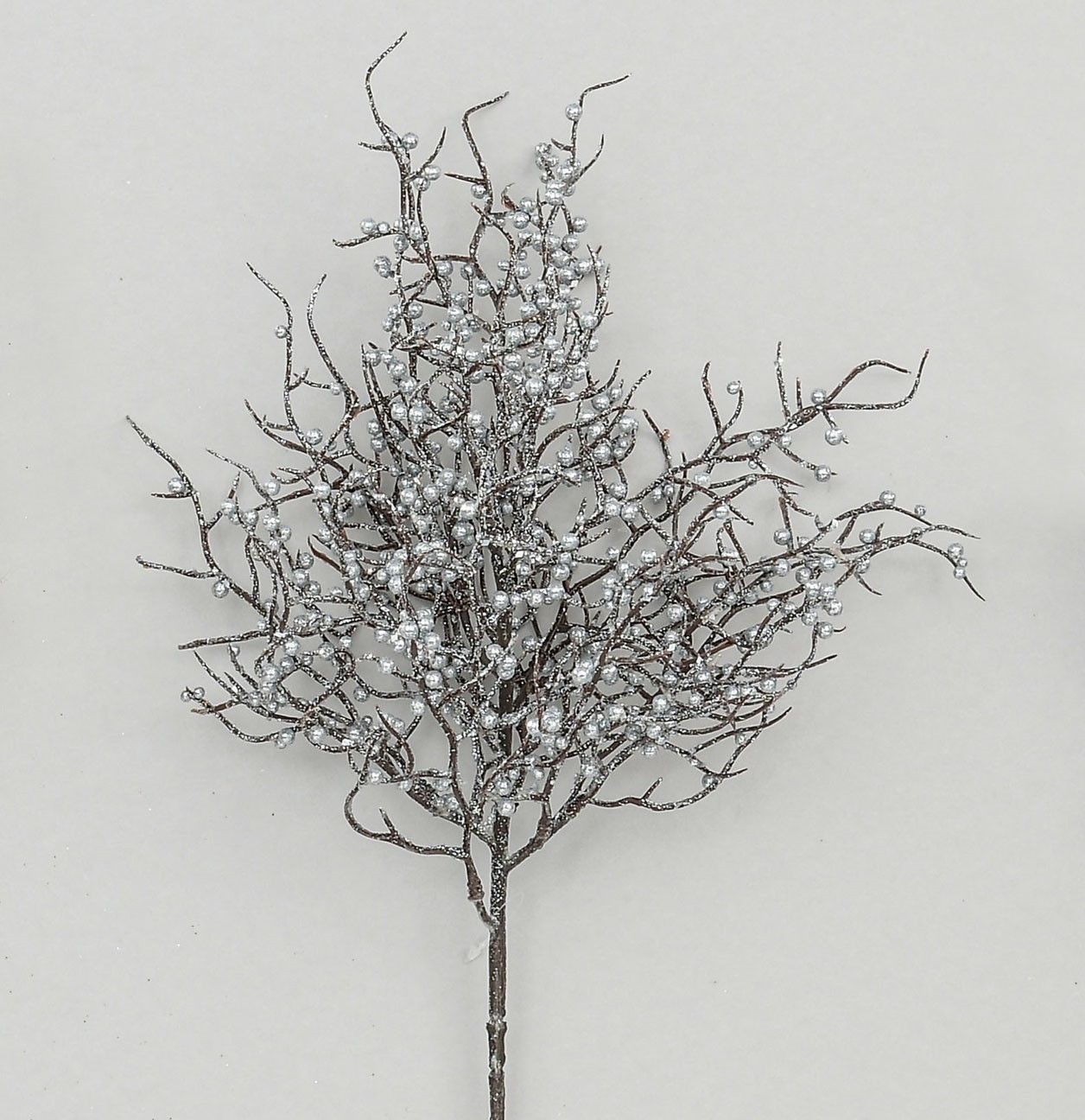 56cm Glitter Berry Spray Silver