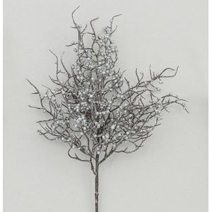 56cm Glitter Berry Spray Silver