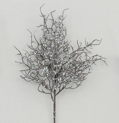 56cm Glitter Berry Spray Silver