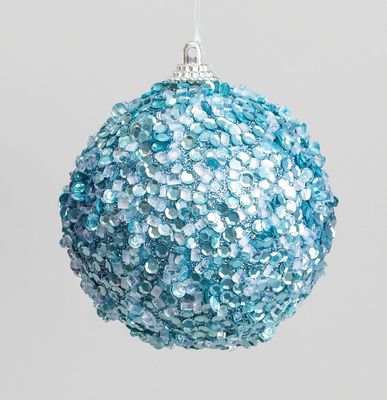 80mm Glitter/Sequin Ball Aqua