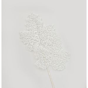 66cm Glitter Maple Leaf White