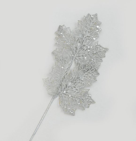 66cm Glitter Maple Leaf Silver