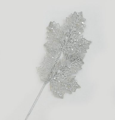 66cm Glitter Maple Leaf Silver