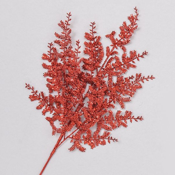 66cm Glitter Cypress Spray Red