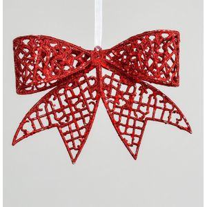 20cm Glitter Bow Decoration Red