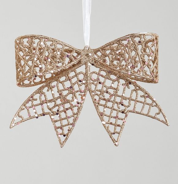 20cm Glitter Bow Decoration Rose