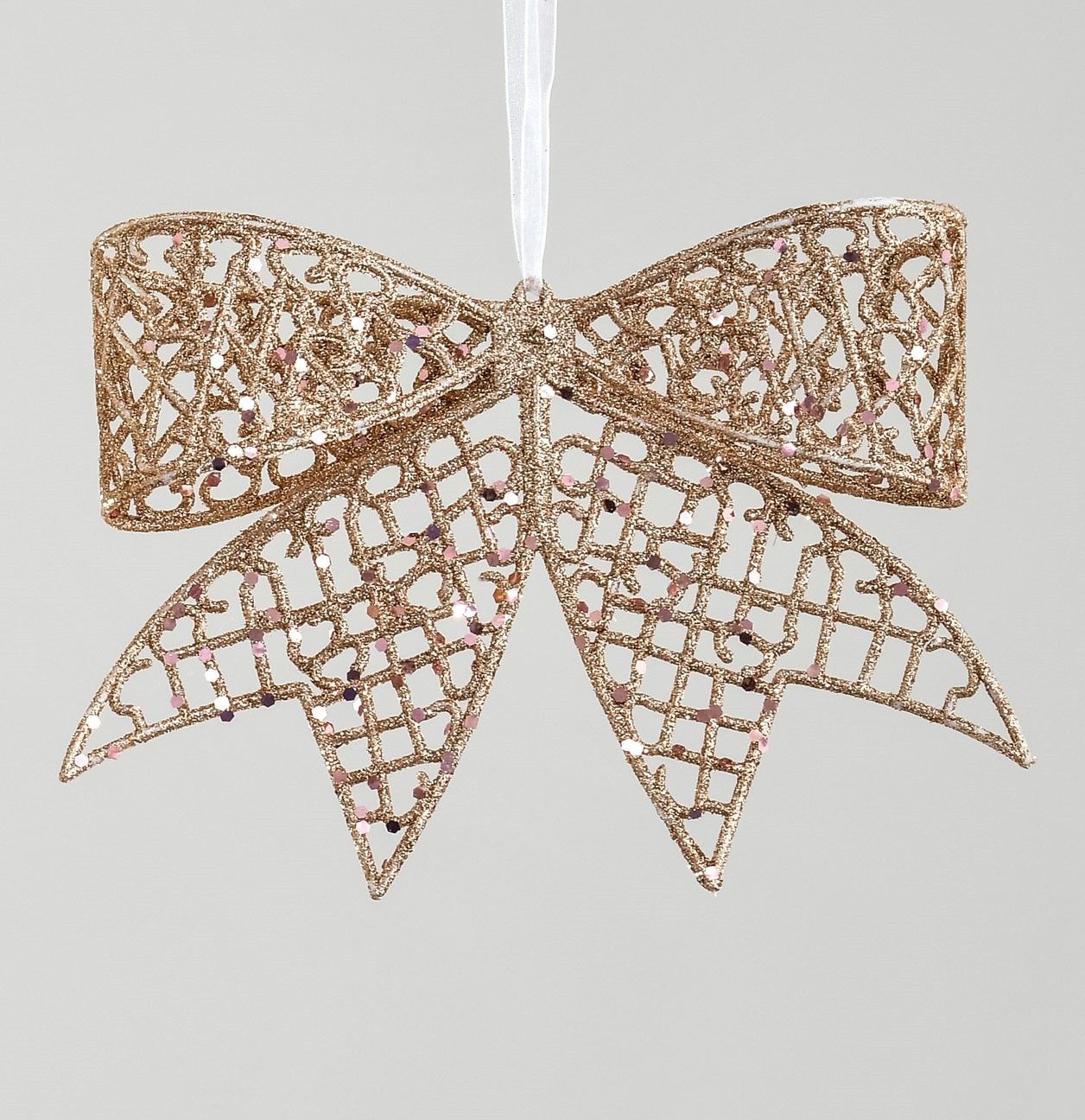 20cm Glitter Bow Decoration Rose