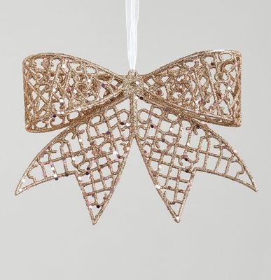 20cm Glitter Bow Decoration Rose