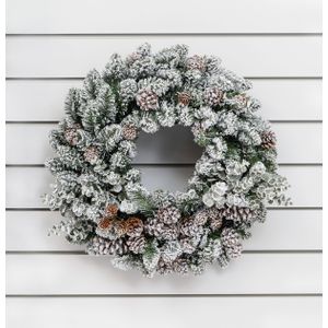 24" Flock Cone/Eucalyptus Wreath