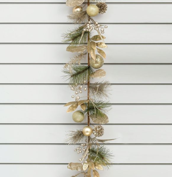 180cm Glitter Mix Leaf Garland Chm