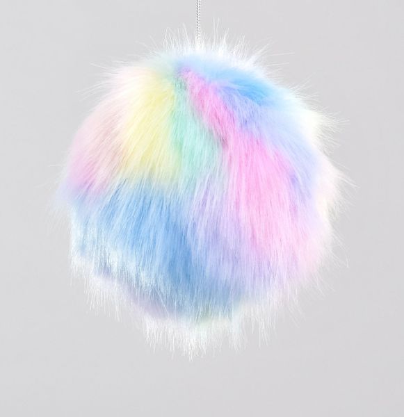 12cm Faux Fur Bauble Multi