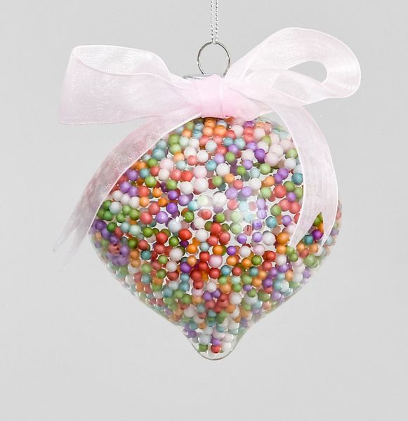 9cm Glass Onion w/Bead/Ribbon