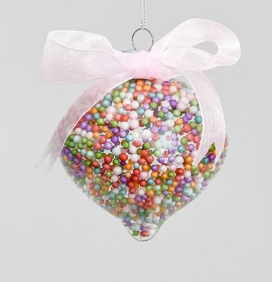 9cm Glass Onion w/Bead/Ribbon
