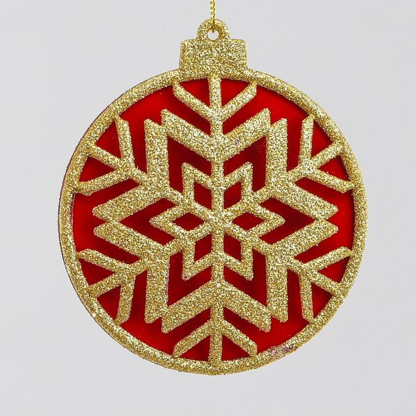 10cm Disk S/Flake Dec Gold/Red